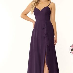 Azazie Naeem A-Line Ruched Chiffon Floor-Length Dress Plum size A4